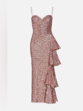 🆕 CHIARA BONI Gussie Sequin Midi Dress in Pink Sz 8 US